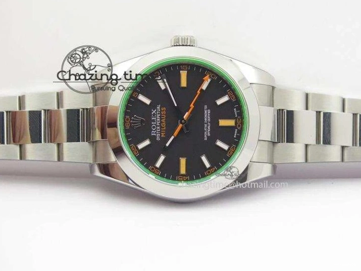 116400 On Bracelet 1:1 Green SS Black Sapphire SA3131 GV Milgauss JF Dial 0707